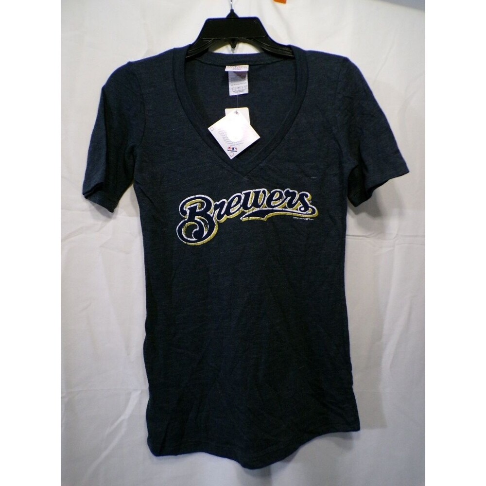 Women's Brewers Navy V Neck T Shirt S Graphic